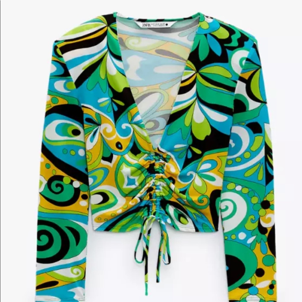 - Zara crop top green Nwt long sleeve small - Picture 4 of 5